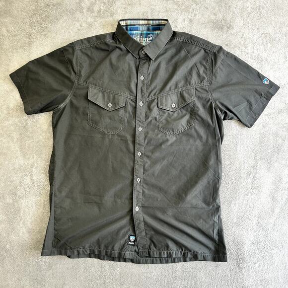 Kuhl Men's Short Sleeve Large Button Down Grey Outdoor Lightweight Hiking - Picture 1 of 12